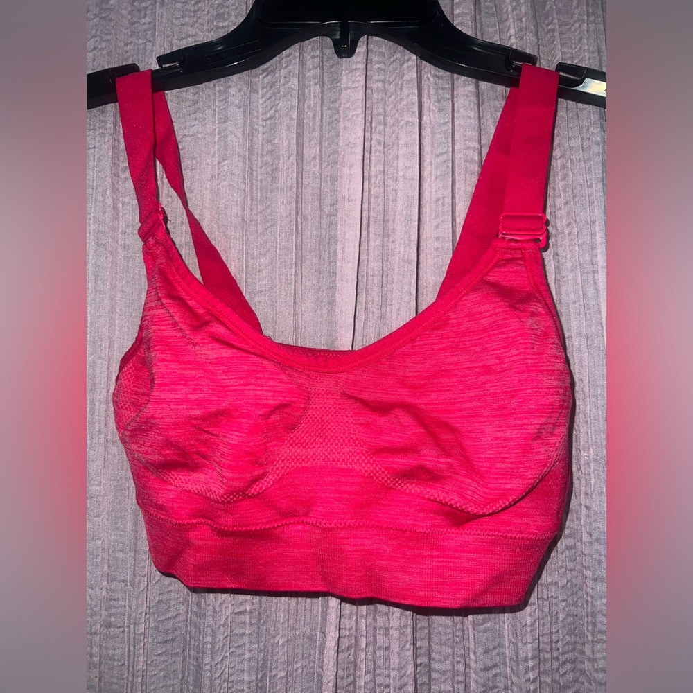 Cascade Sport Pink Sports Bra with Wide Straps and Scoop Neck